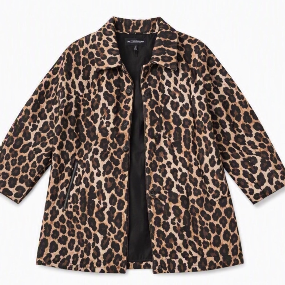 Lane Bryant Leopard Print Car Coat Canvas Jacket Plus Size 22/24 NWT c732-F6193